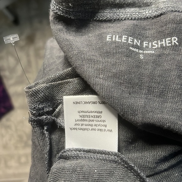 Eileen Fisher Womens Shirt Top S Small Metallic Gray Scoop Neck Organic Linen - Picture 2 of 2